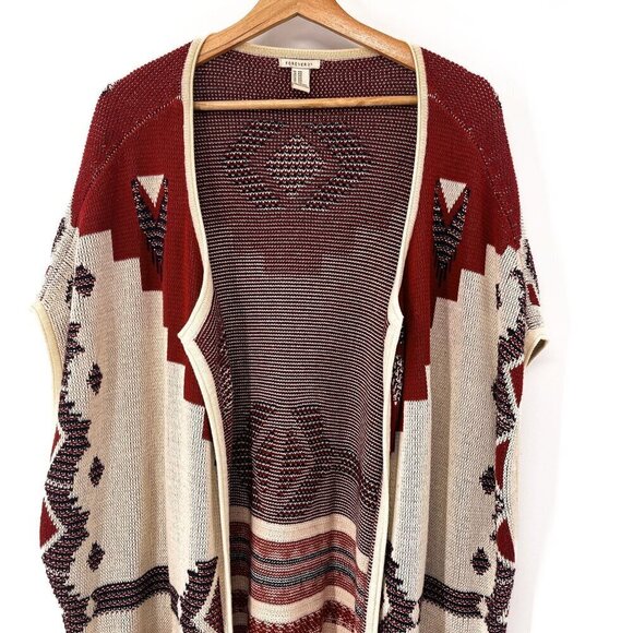 Aztec Boho Knit Open Front Draped Cardigan Kimono Cape Shawl Small Medium - Picture 4 of 8